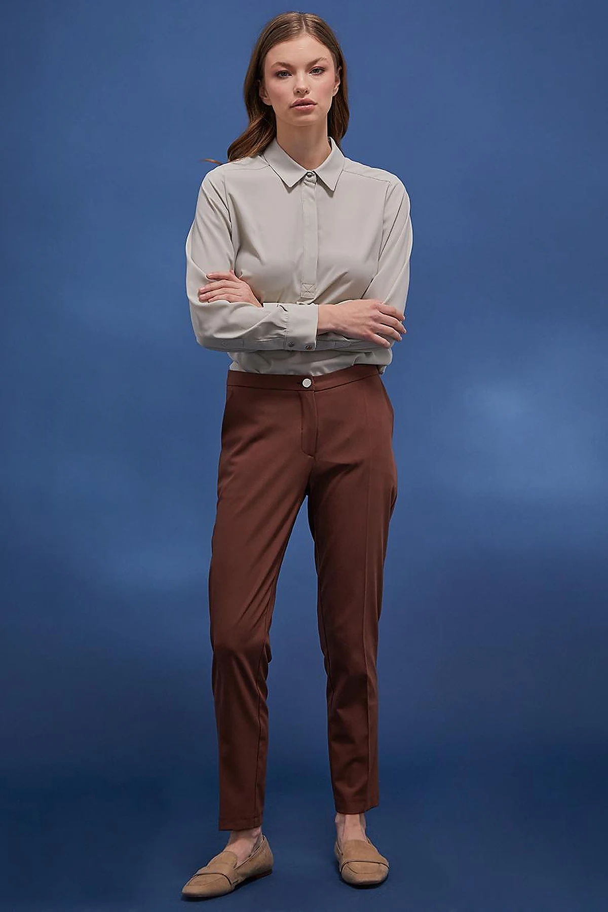 Basic Fermuarlı Pantolon Kahve
