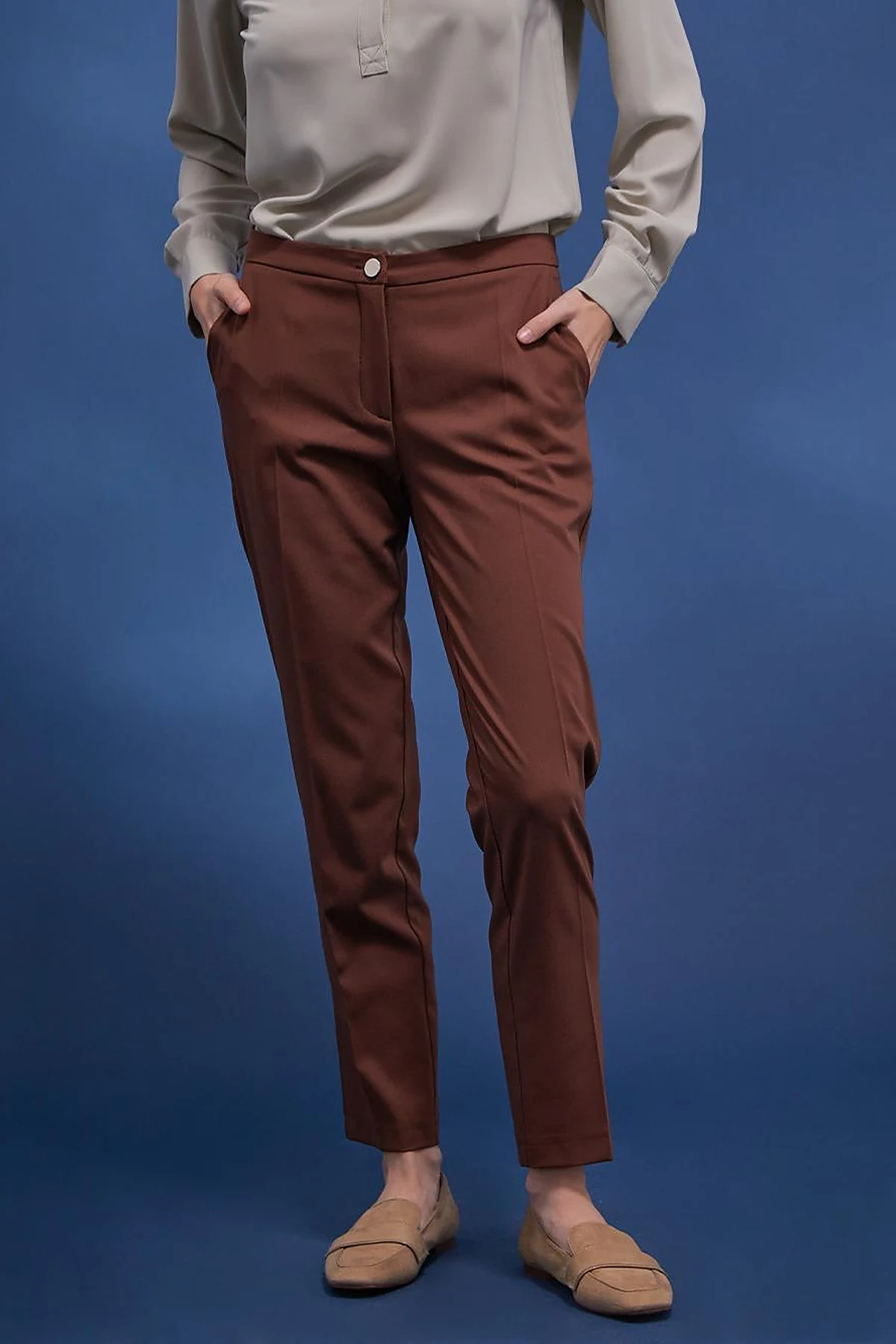 Basic Fermuarlı Pantolon Kahve