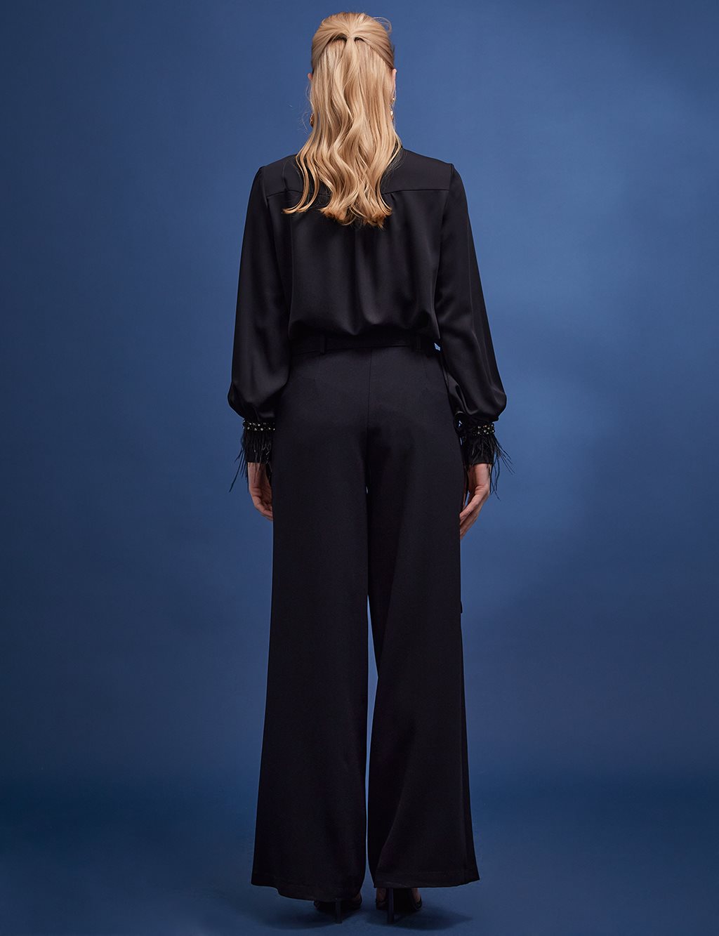 Belted Wide Leg Pants Black
