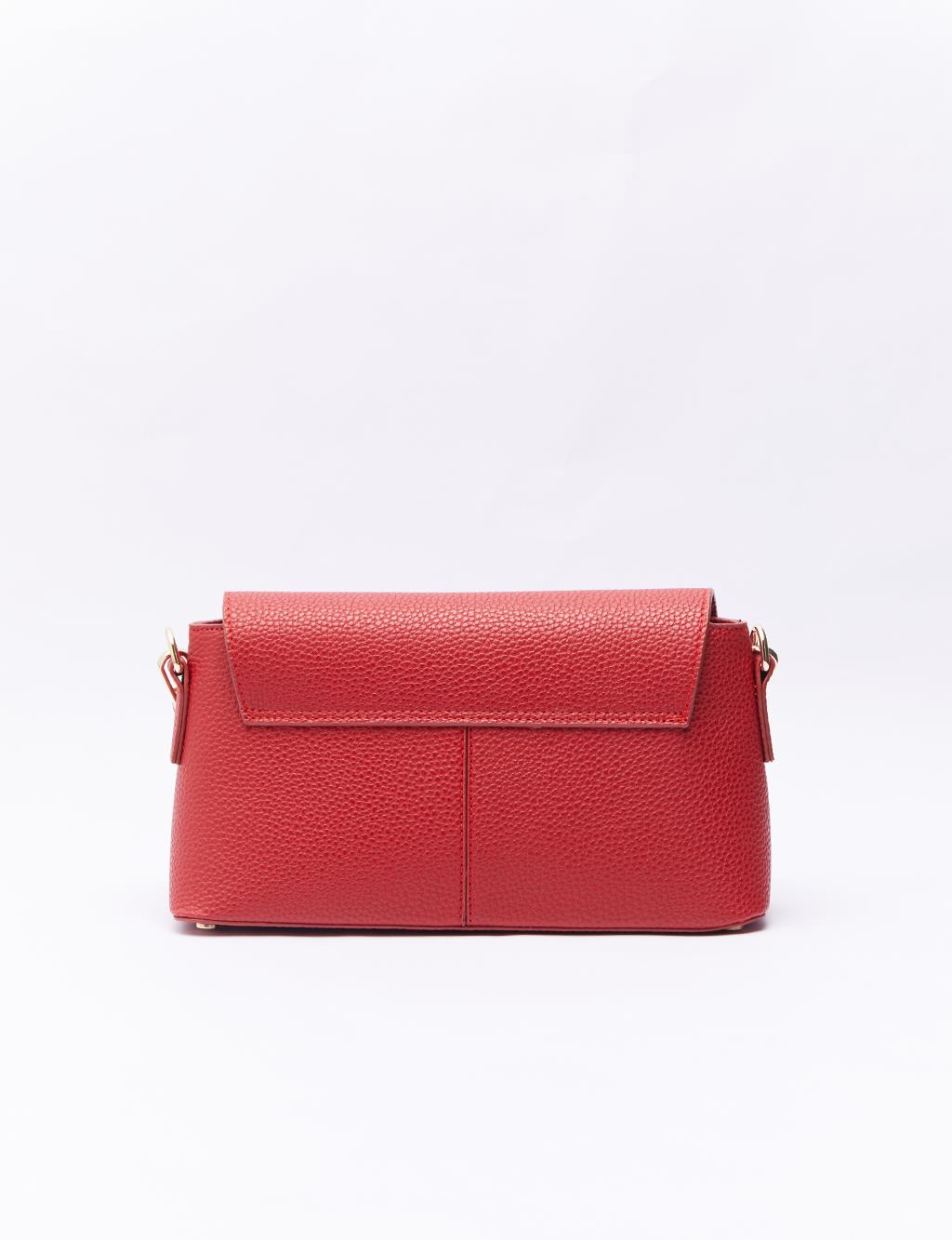 Faux Leather Baguette Bag Red
