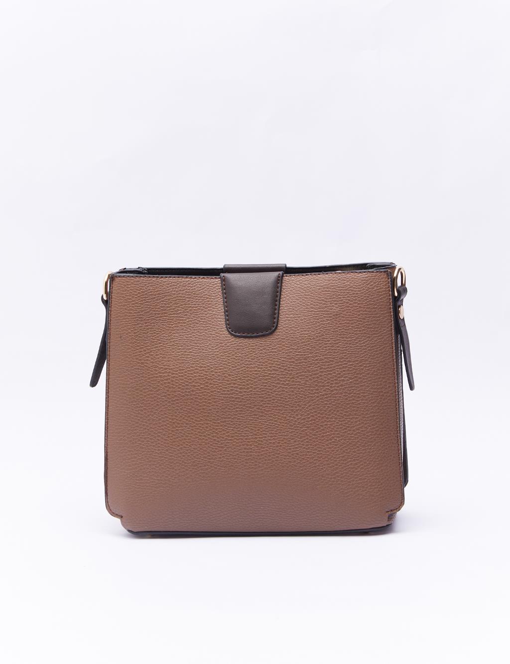 Faux Leather Rectangle Bag Cocoa