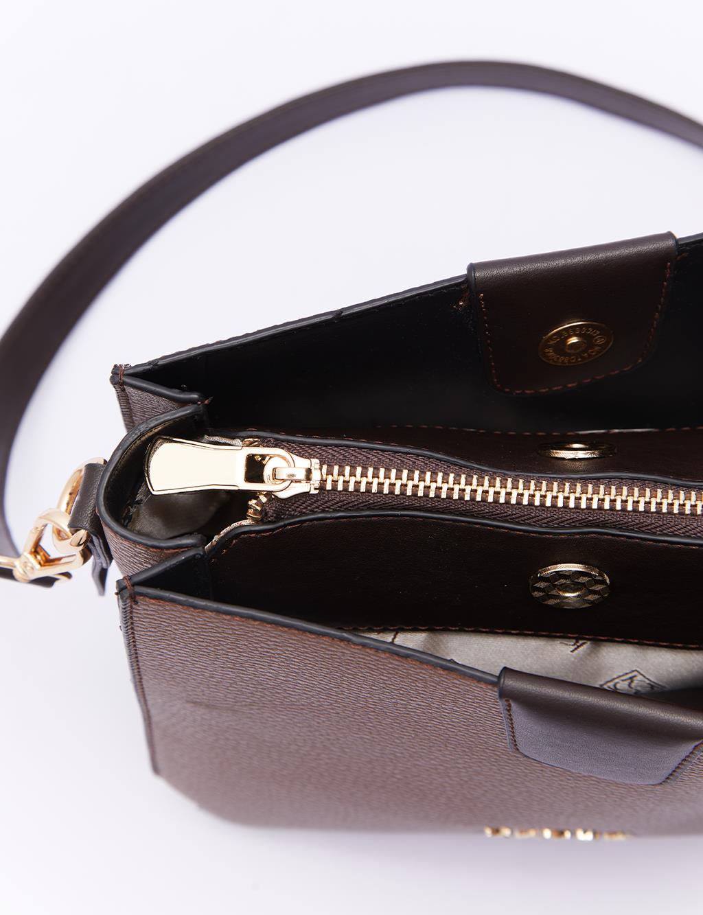 Faux Leather Rectangle Bag Cocoa