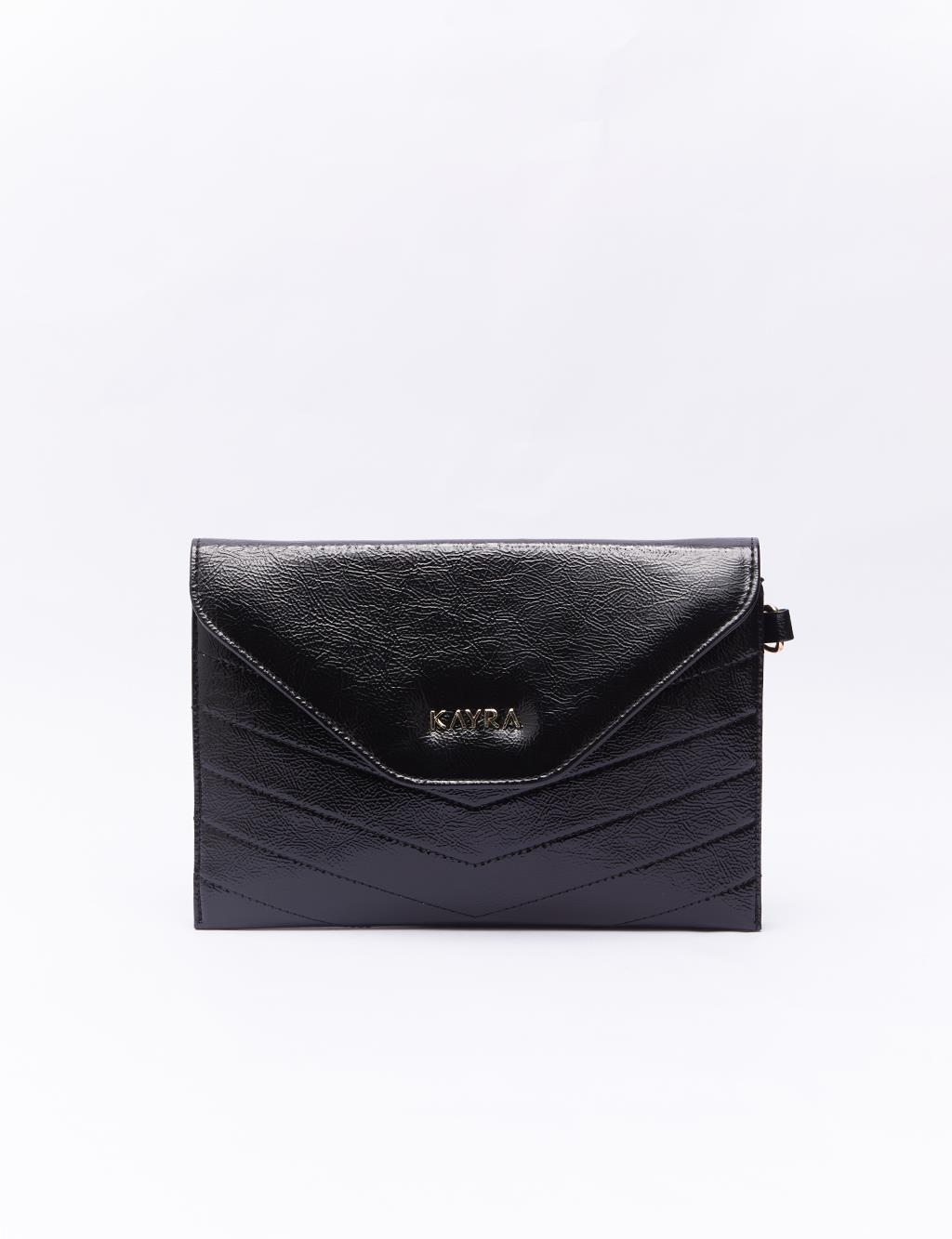 Stitch Detailed Clutch Bag Balck