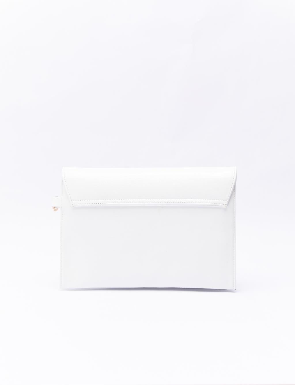 Stitch Detailed Clutch Bag White