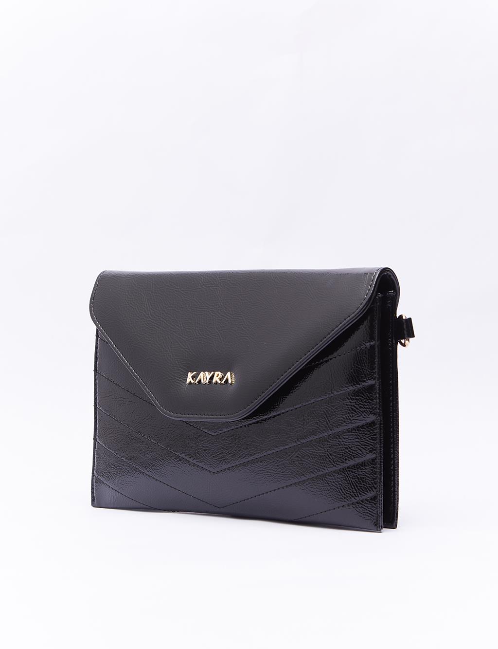 Stitch Detailed Clutch Bag Balck