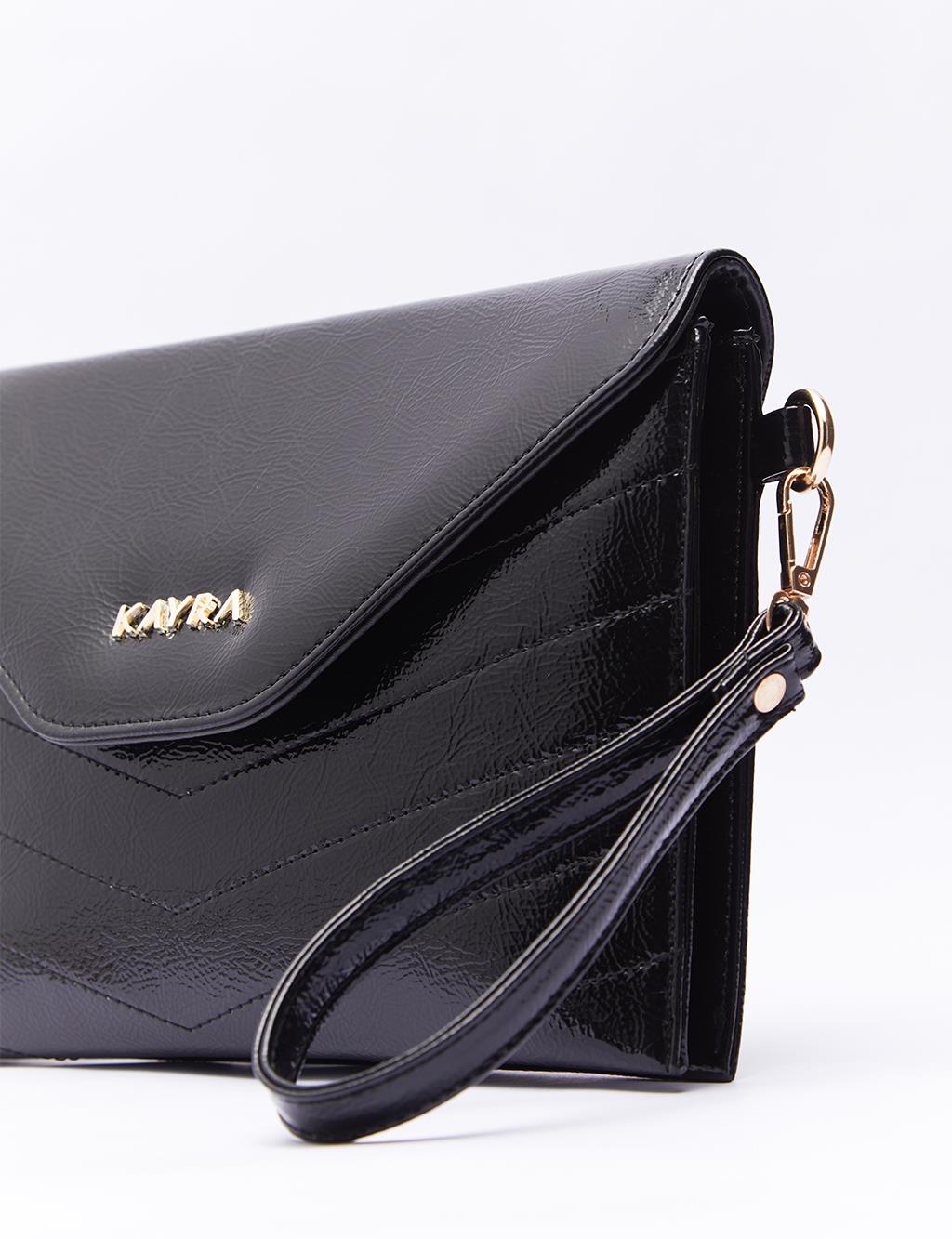 Stitch Detailed Clutch Bag Balck