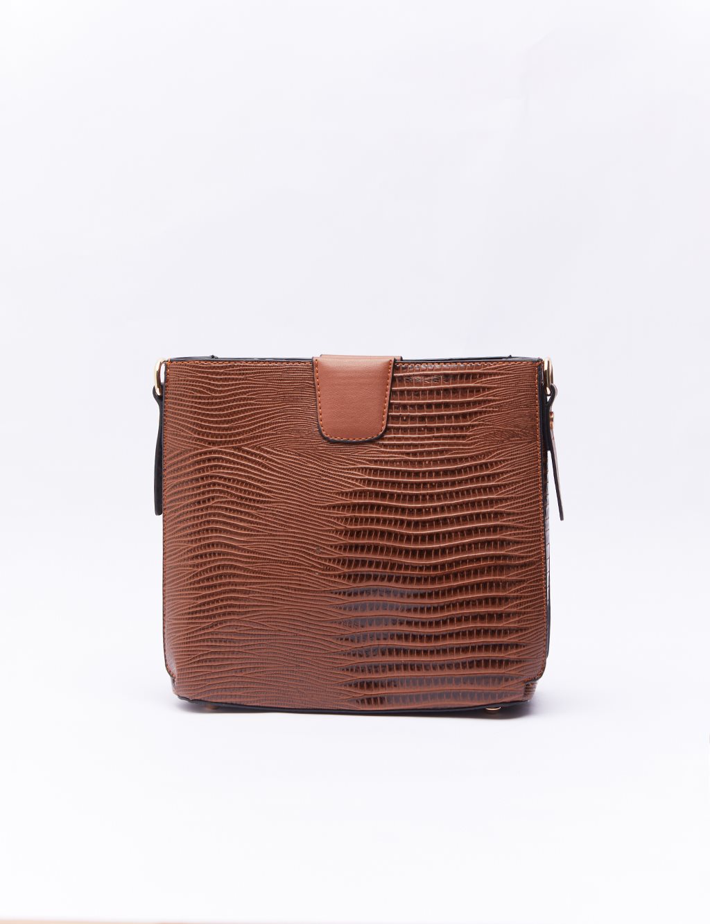 Croco Patterned Rectangle Bag Tobacco