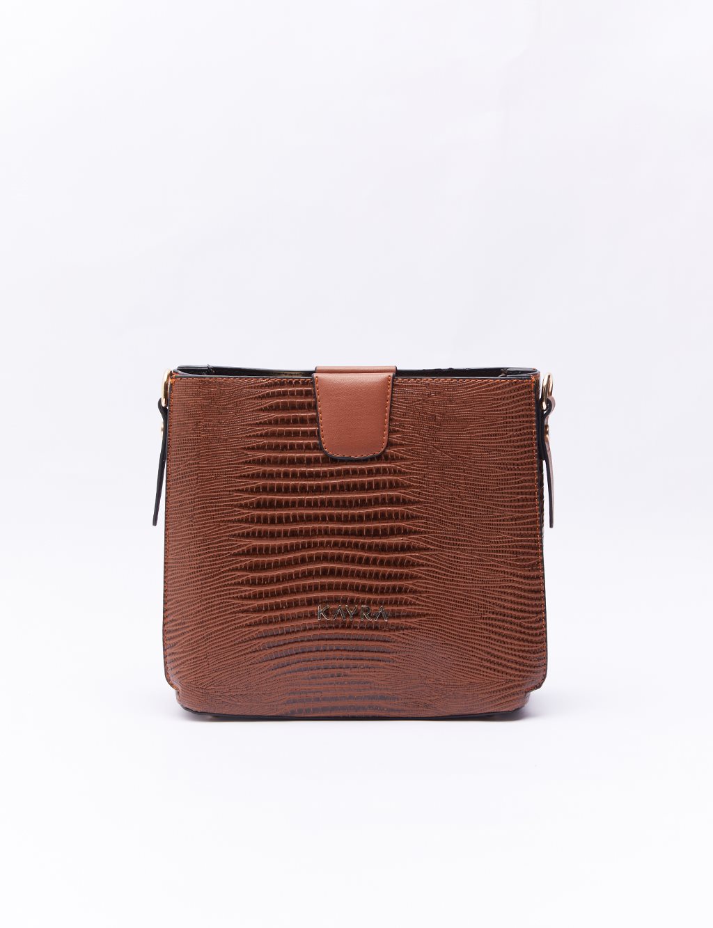 Croco Patterned Rectangle Bag Tobacco