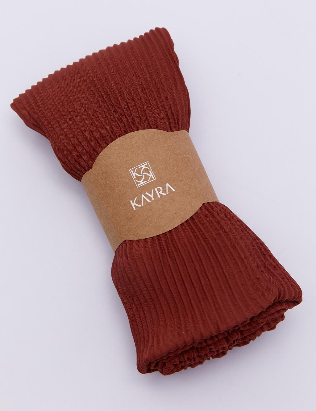 Pleated Scarf Red Brown