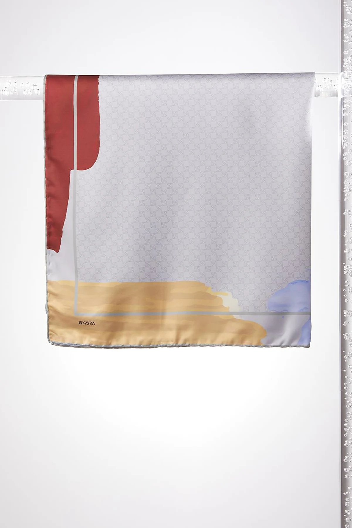 Framed Abstract Pattern Monogram Scarf Light Grey