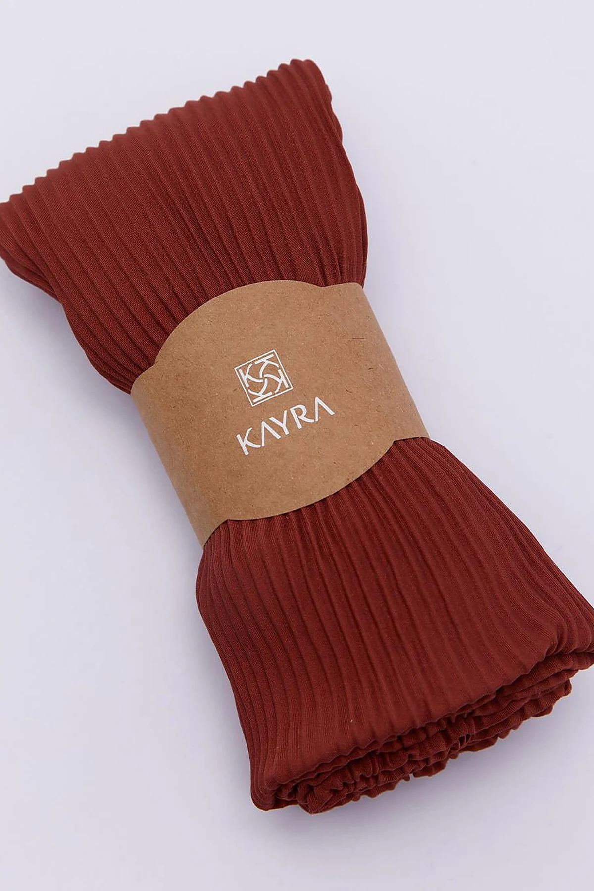 Pleated Scarf Red Brown