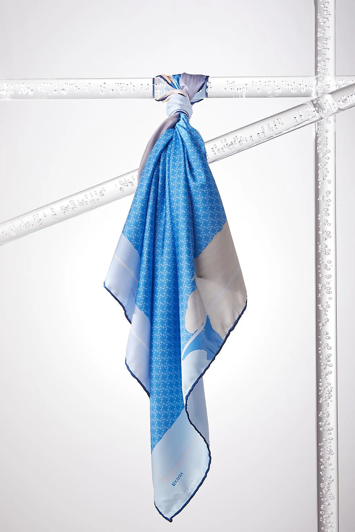 Framed Abstract Pattern Monogram Scarf Indigo