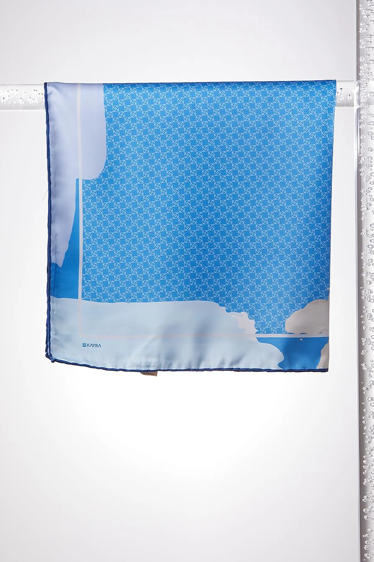 Framed Abstract Pattern Monogram Scarf Indigo