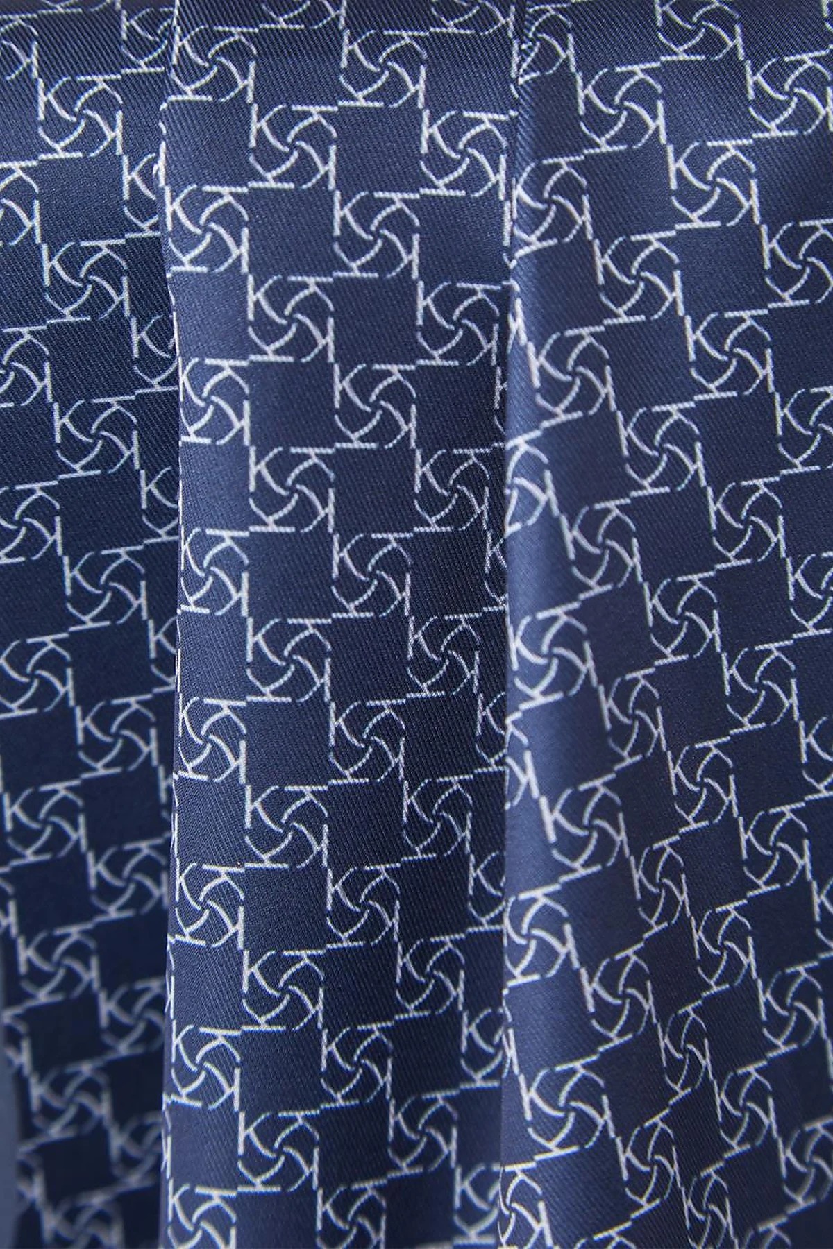 Çerçevesi Soyut Desenli Monogram Eşarp Lacivert-Yanık Turuncu