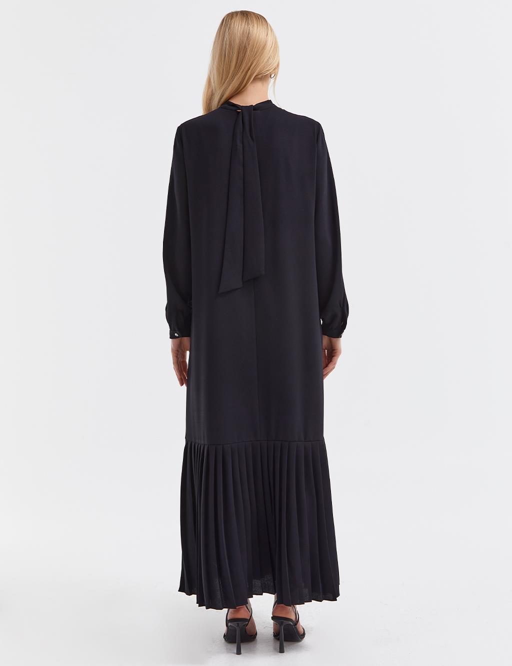 Pleated Long Dress Black