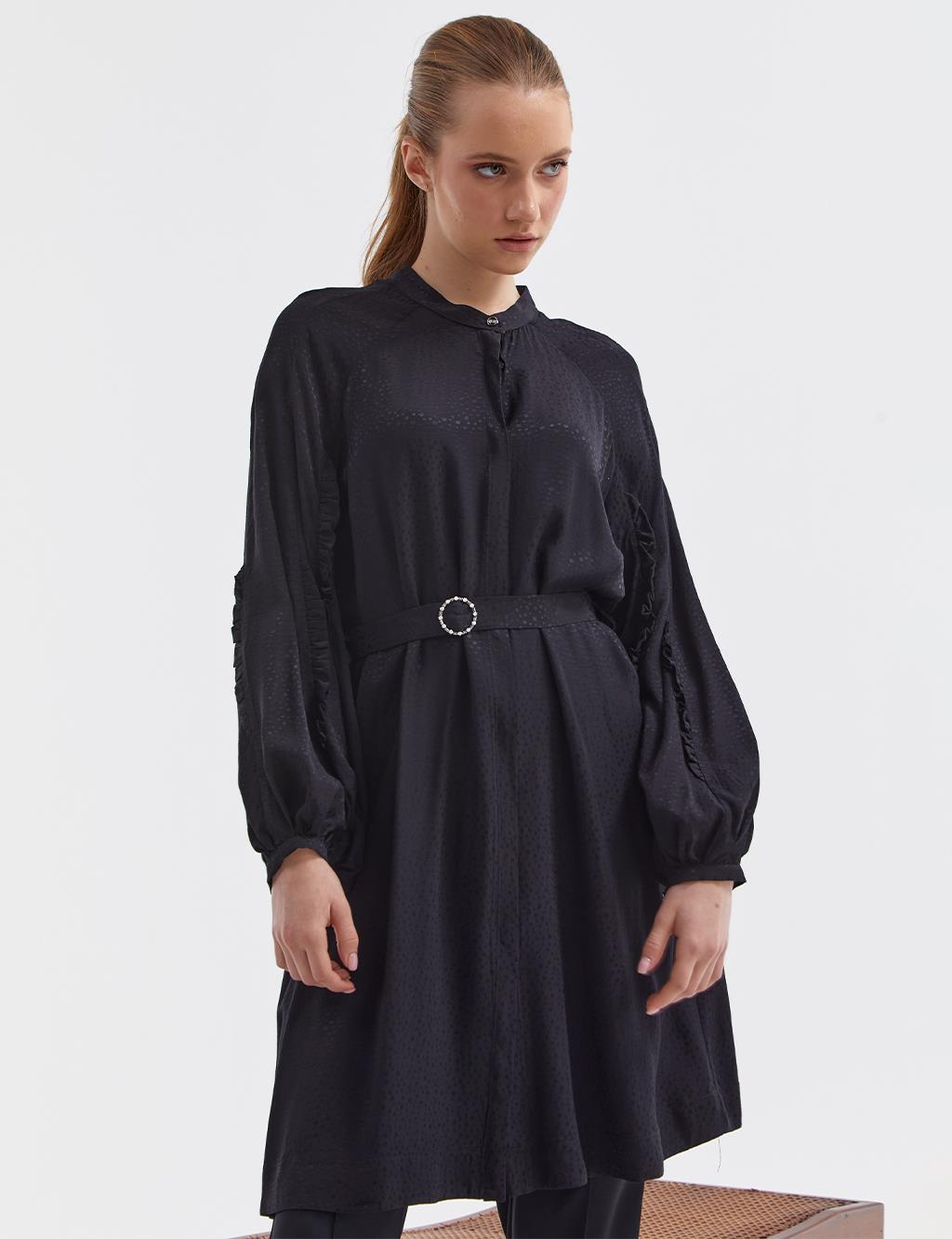 Belted Animal Print Tunic Black