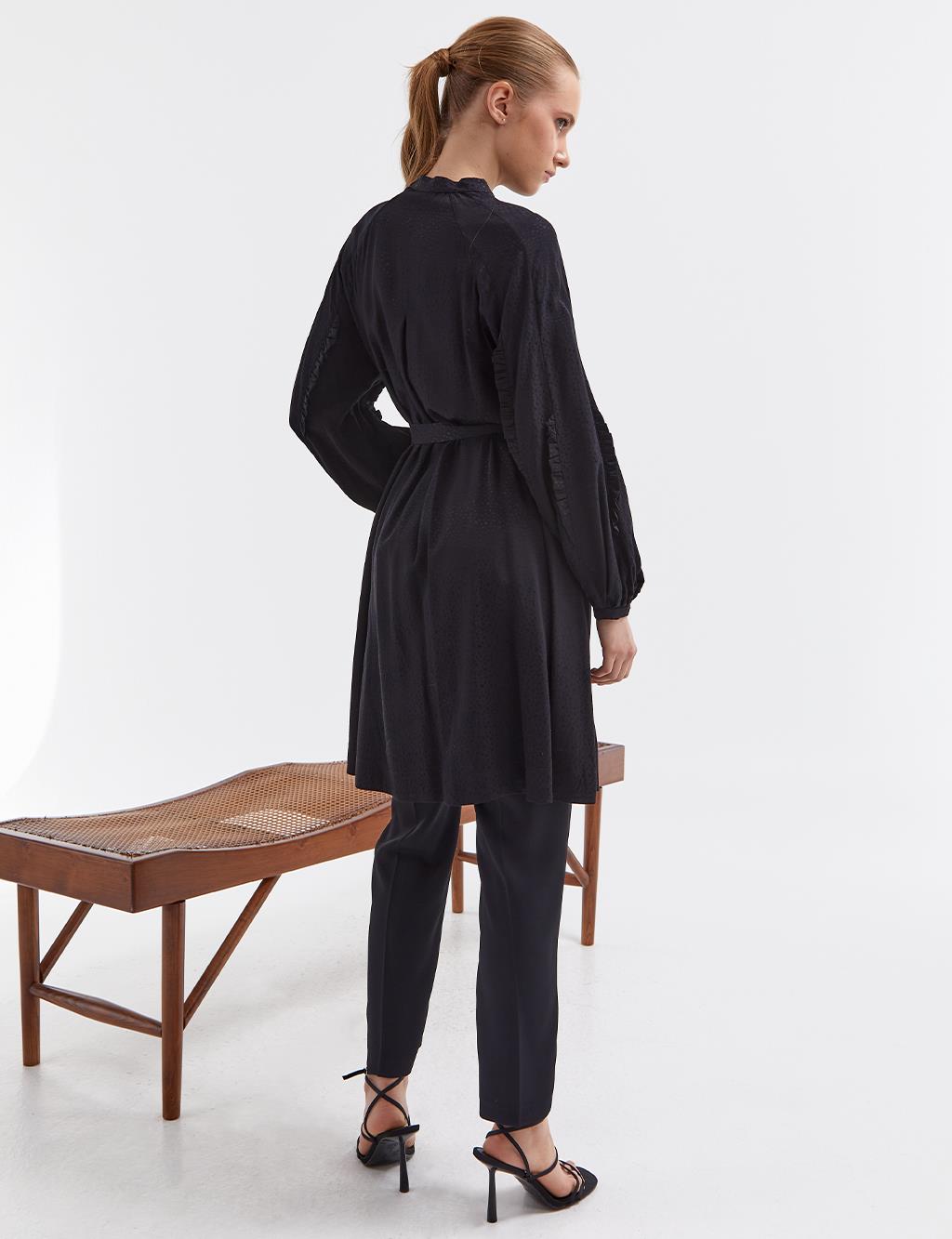 Belted Animal Print Tunic Black