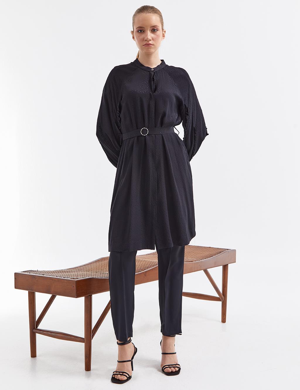 Belted Animal Print Tunic Black