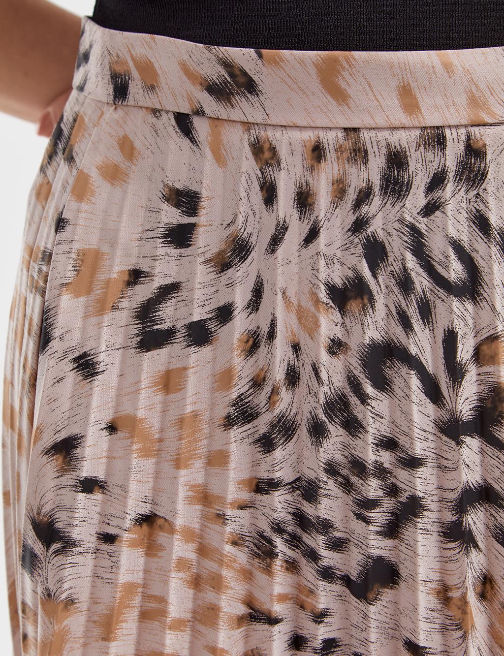 KYR Pleated Animal Print Skirt Powder