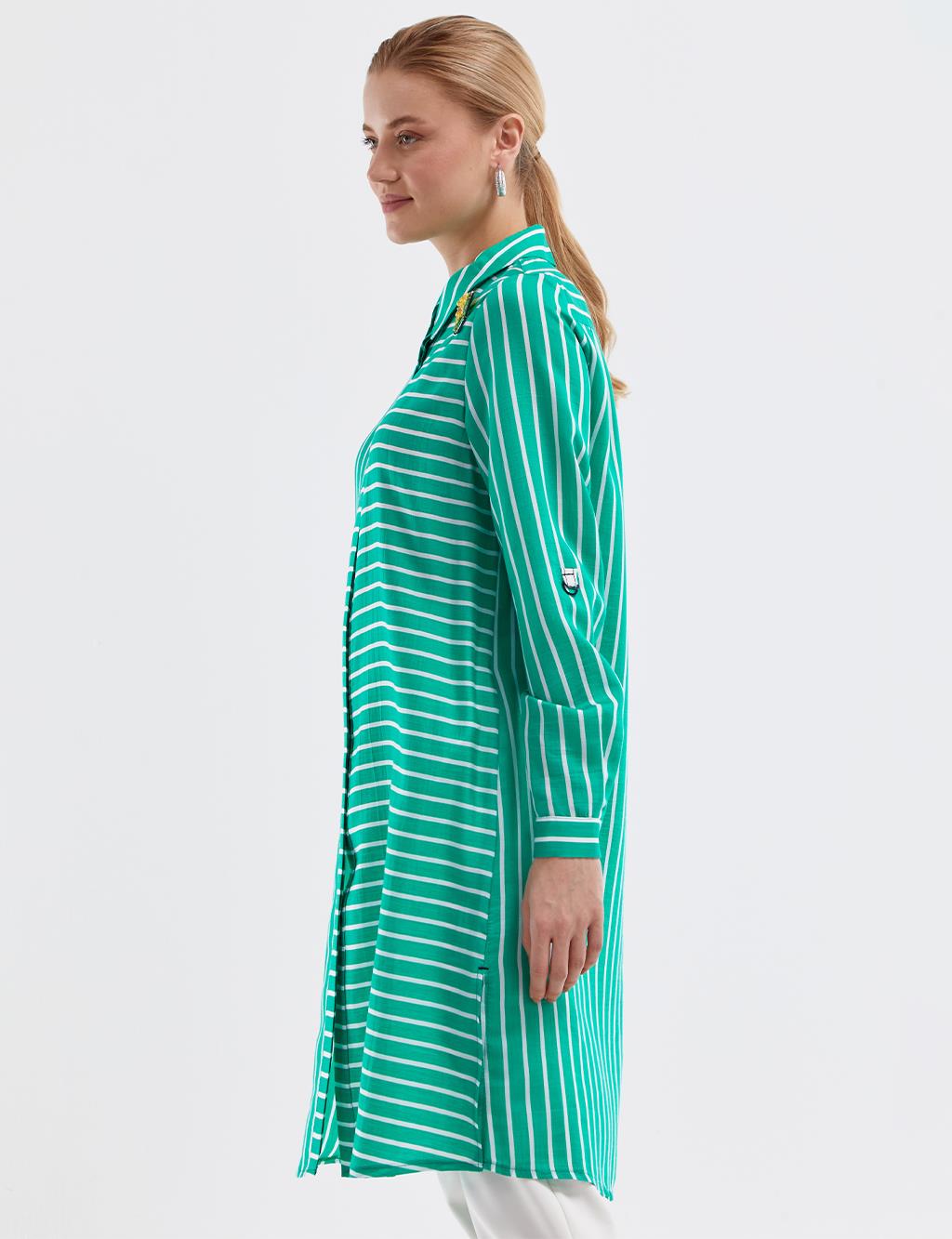 KYR Striped Long Tunic Green