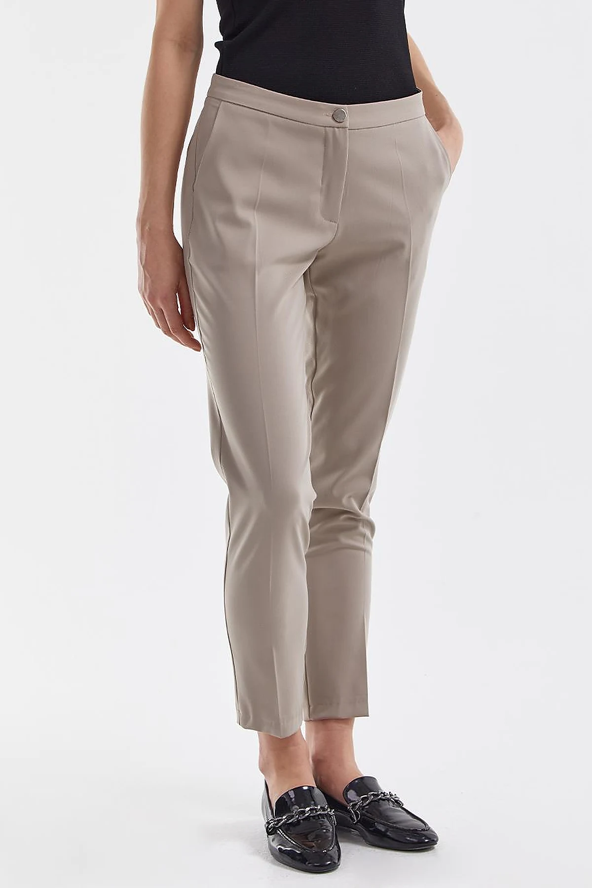 Basic Zippered Trousers Clay