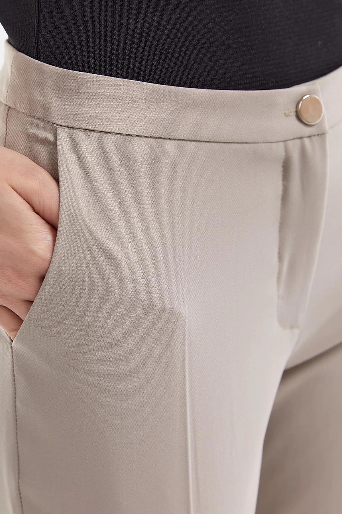 Basic Zippered Trousers Clay