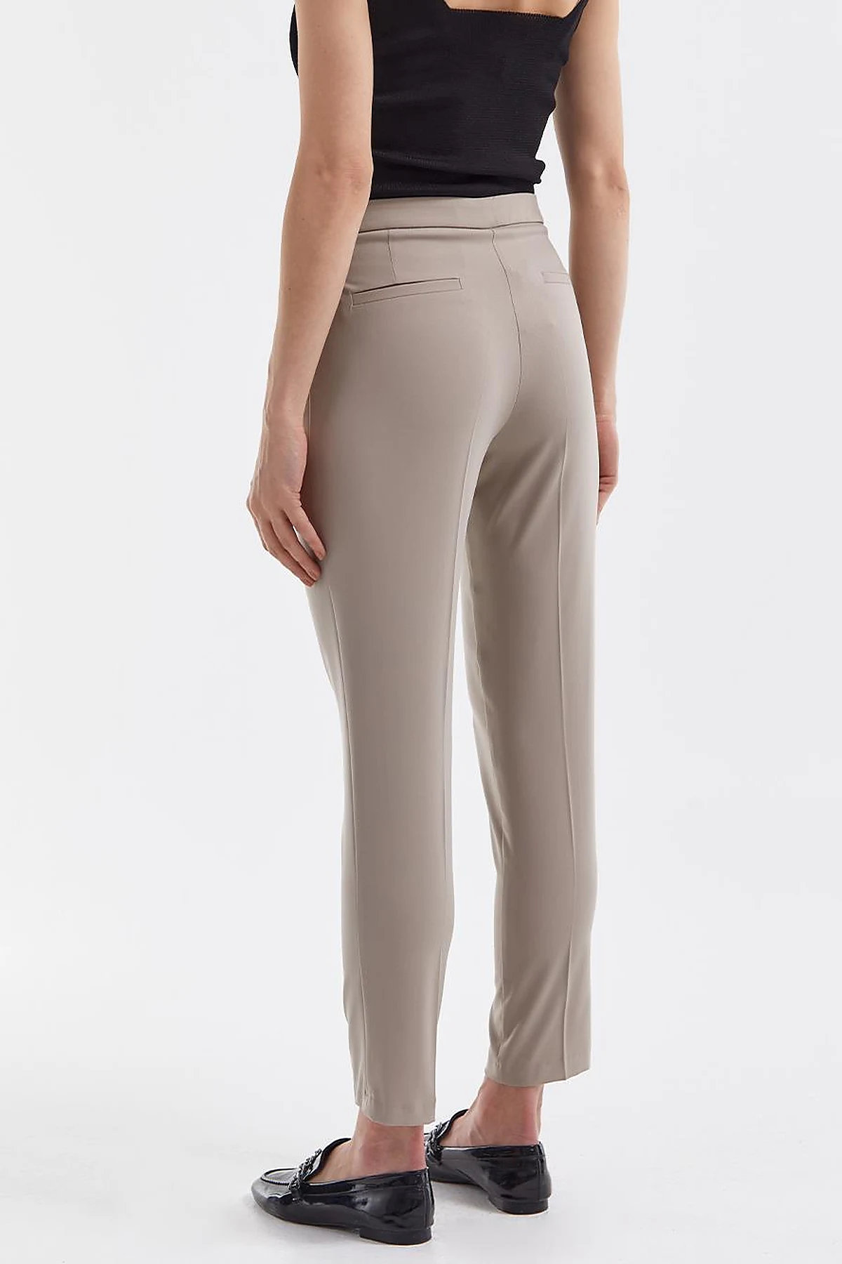 Basic Zippered Trousers Clay