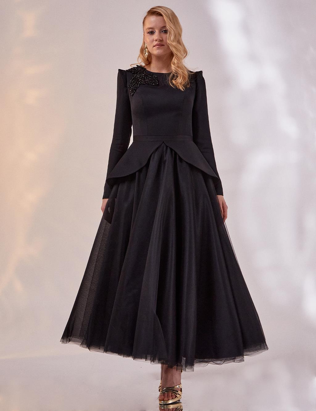 Tulle Skirt Evening Dress Black