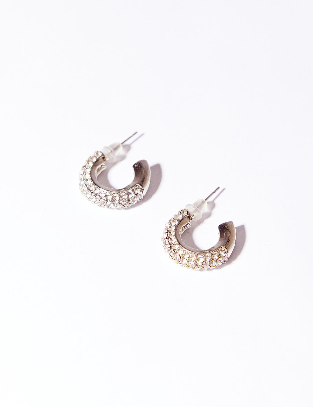 Gemstone Hoop Earrings Silver