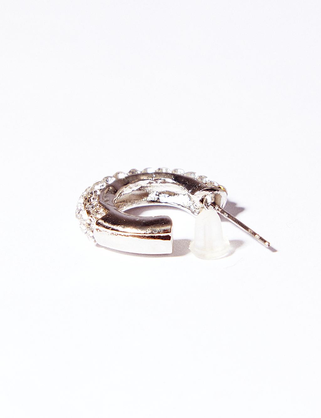 Gemstone Hoop Earrings Silver