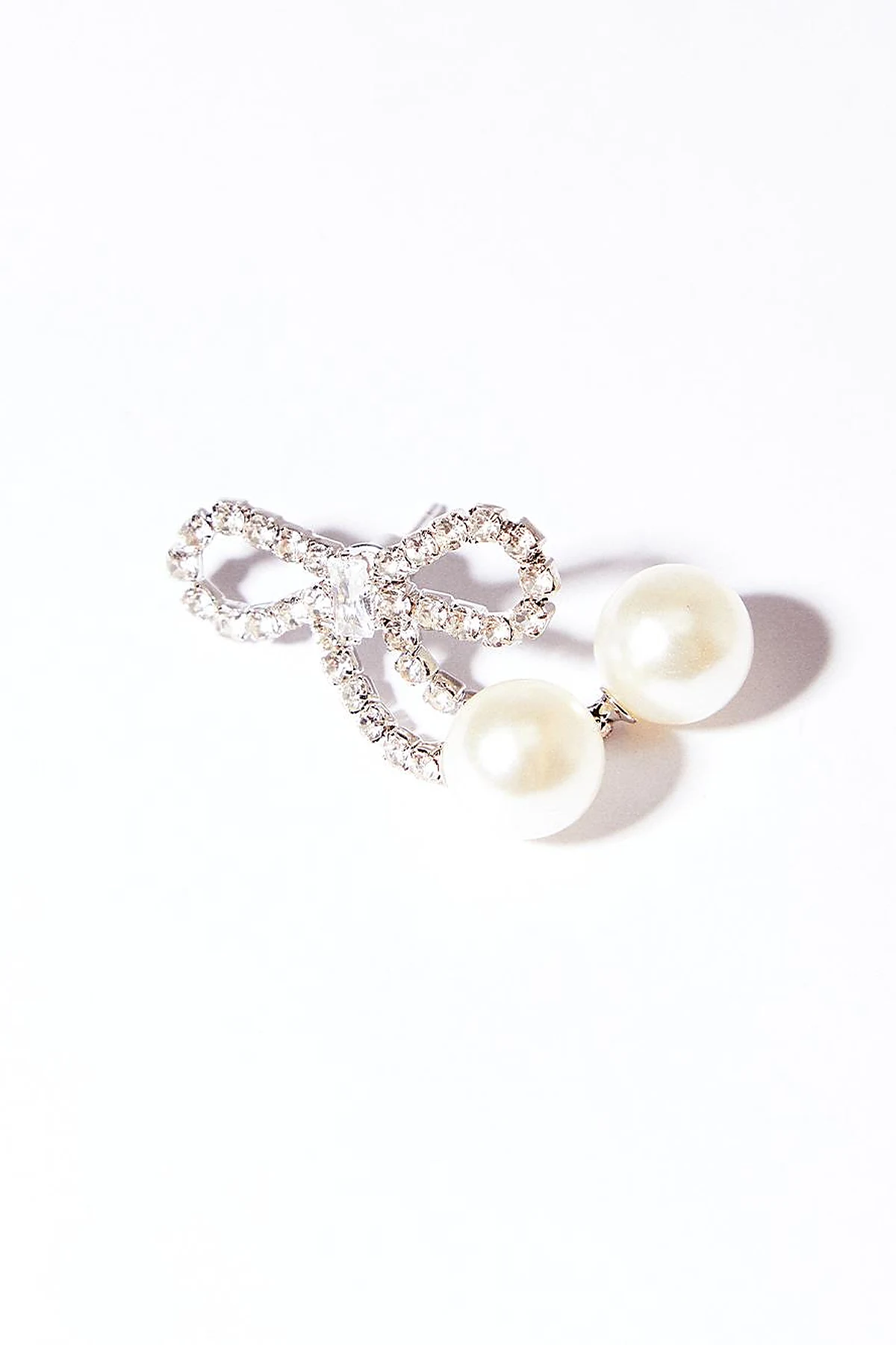 Pearl Bow Earrings Silver