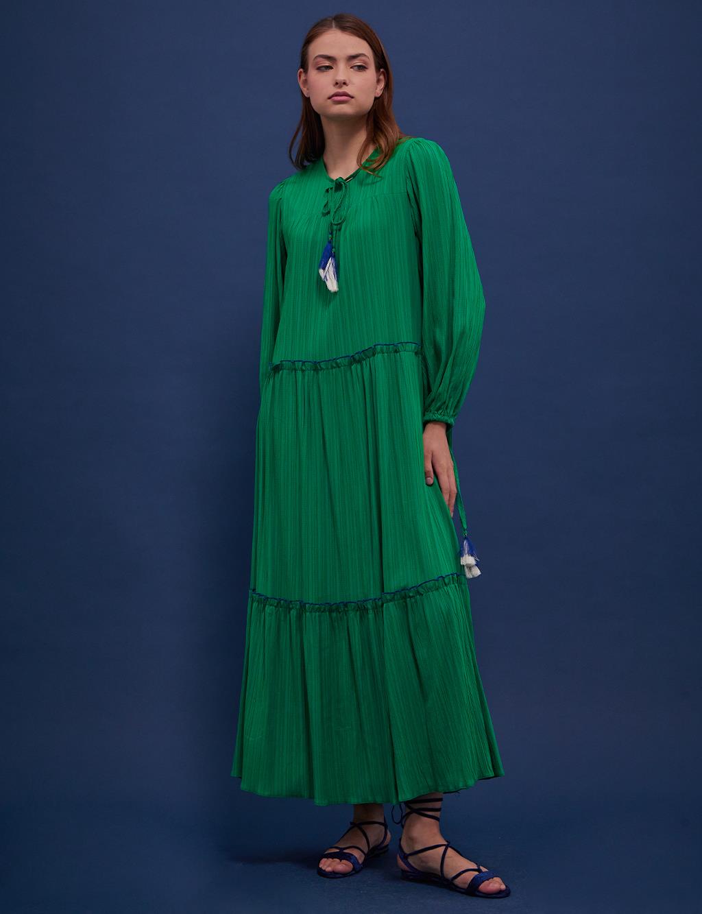 KYR Layered Long Dress Grass Green