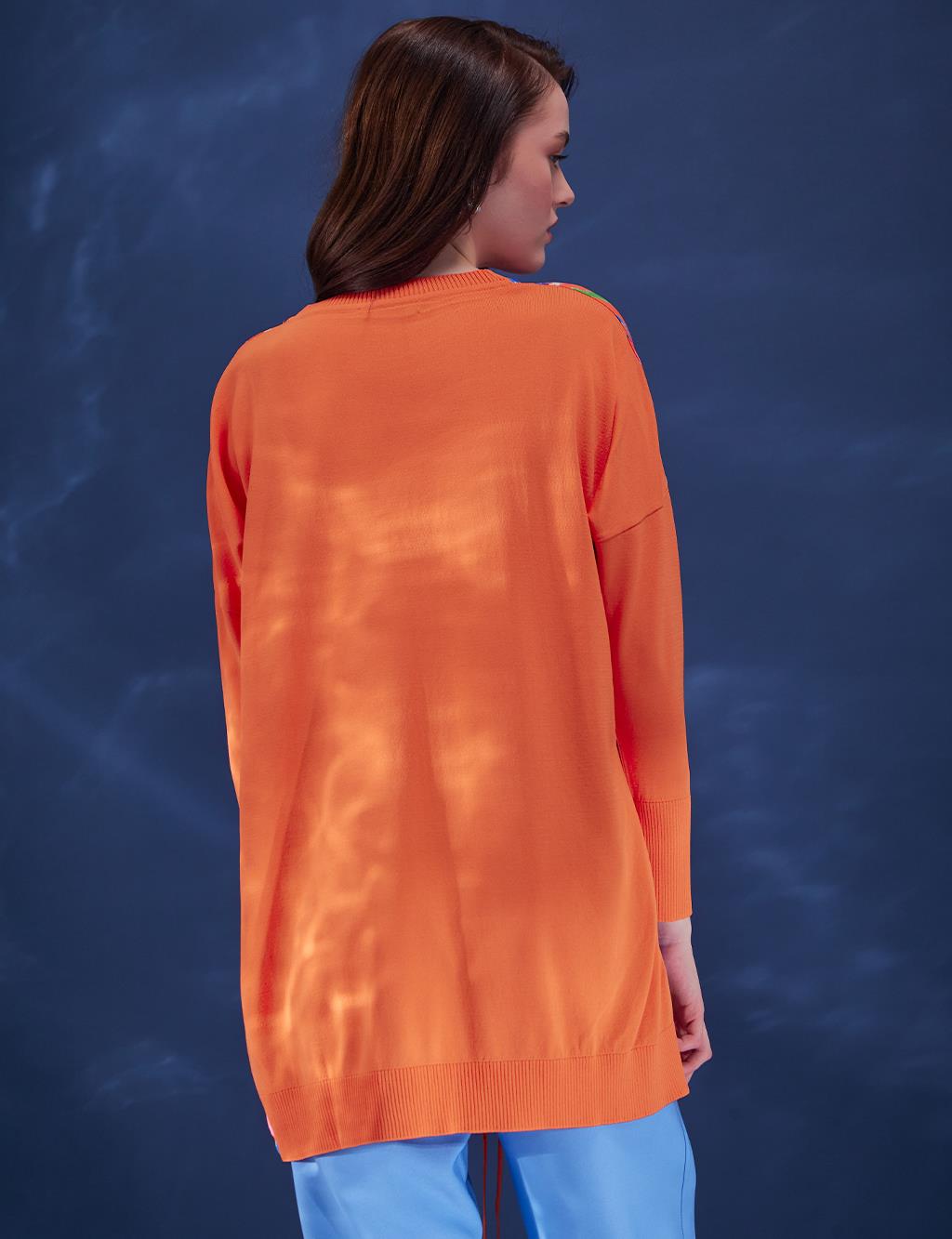 Abstract Pattern Knitwear Tunic Orange