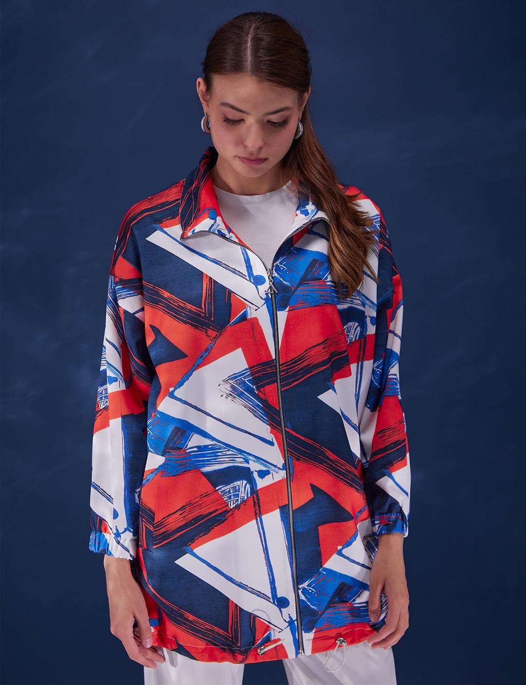Abstract Pattern Sport Jacket Coral