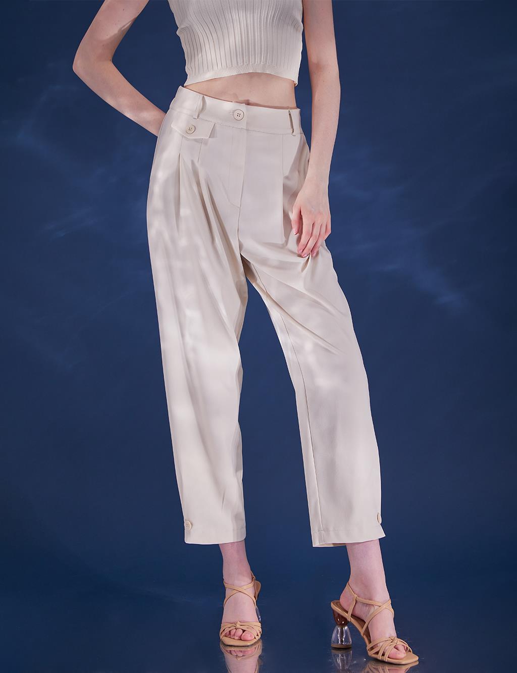 Pleated Pants Cream