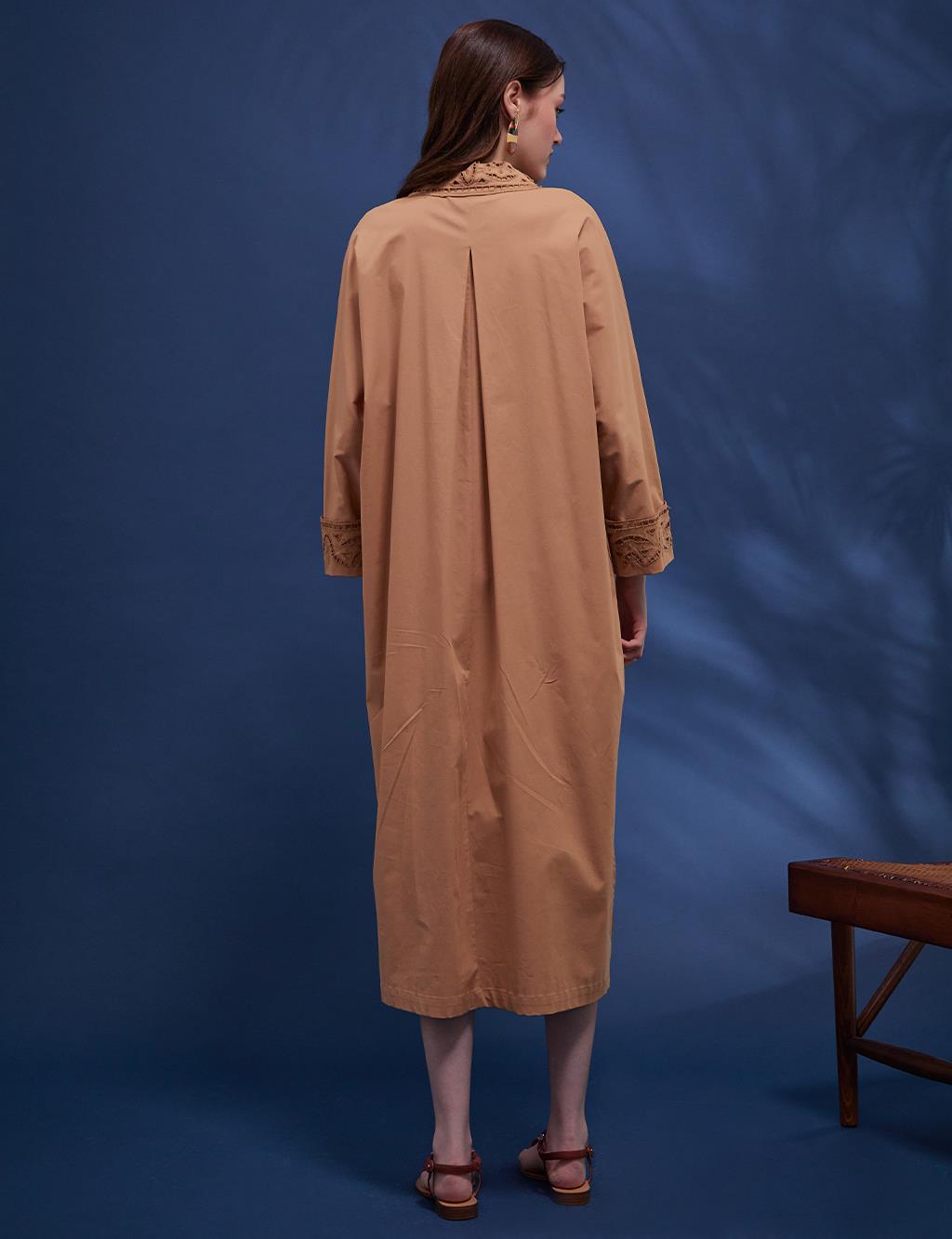 Laser Cut Cotton Tunic / Dress Beige