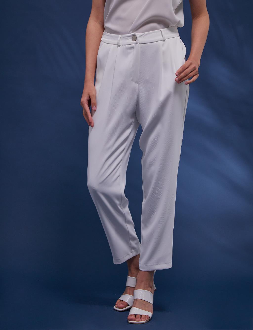 Pleated Classic Pants Ecru