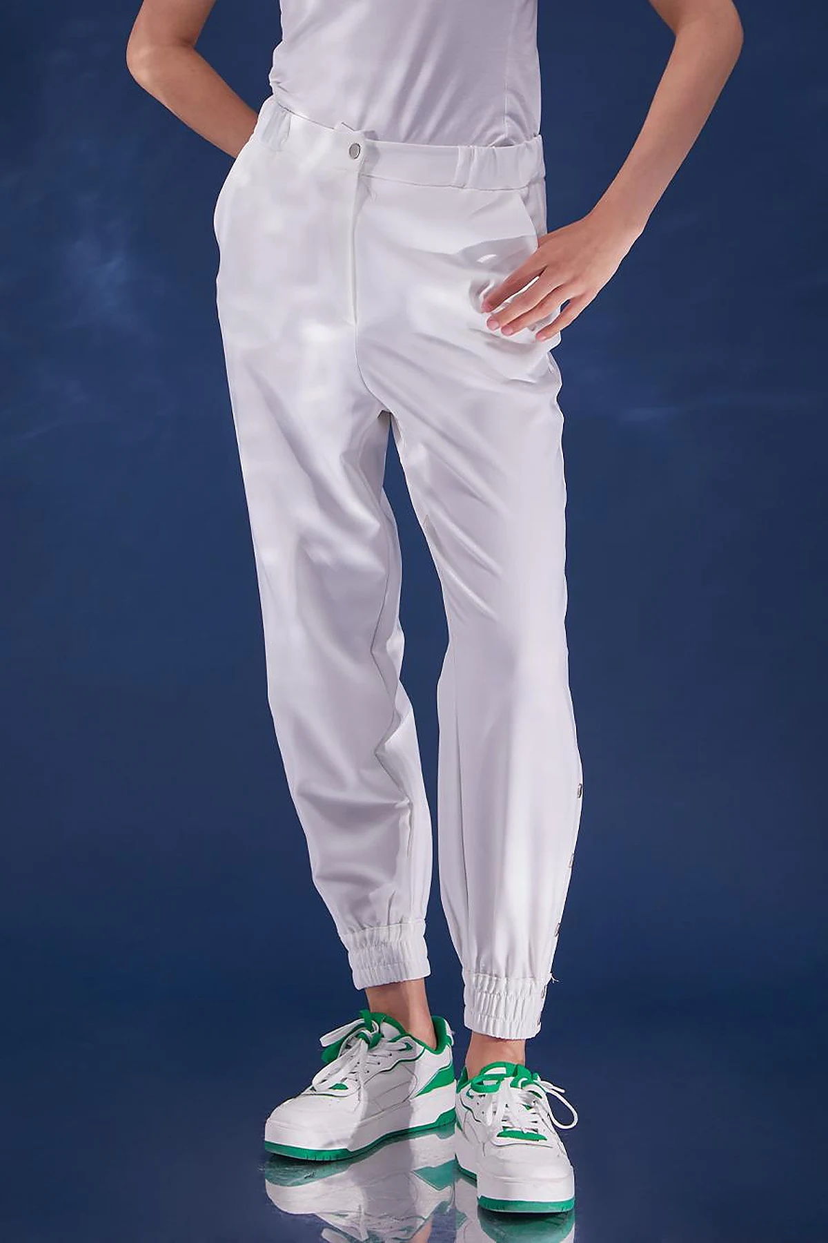 Çıtçıtlı Jogger Pantolon Ekru