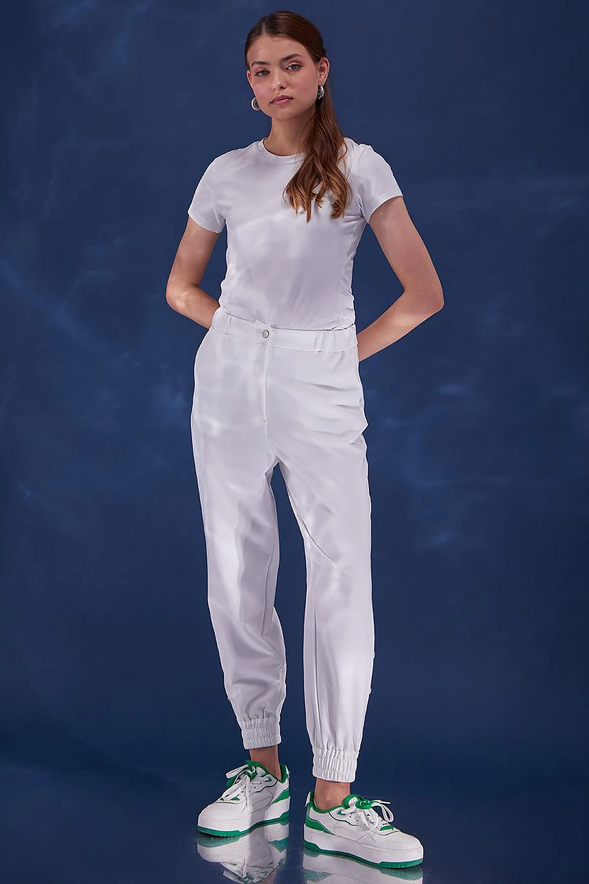Çıtçıtlı Jogger Pantolon Ekru