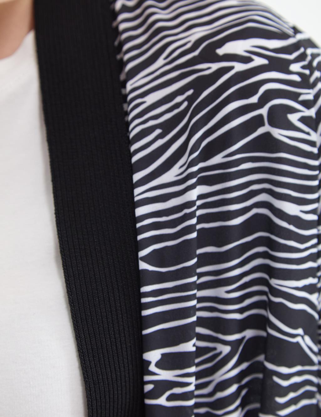 Zebra Pattern Knitwear Cardigan Black