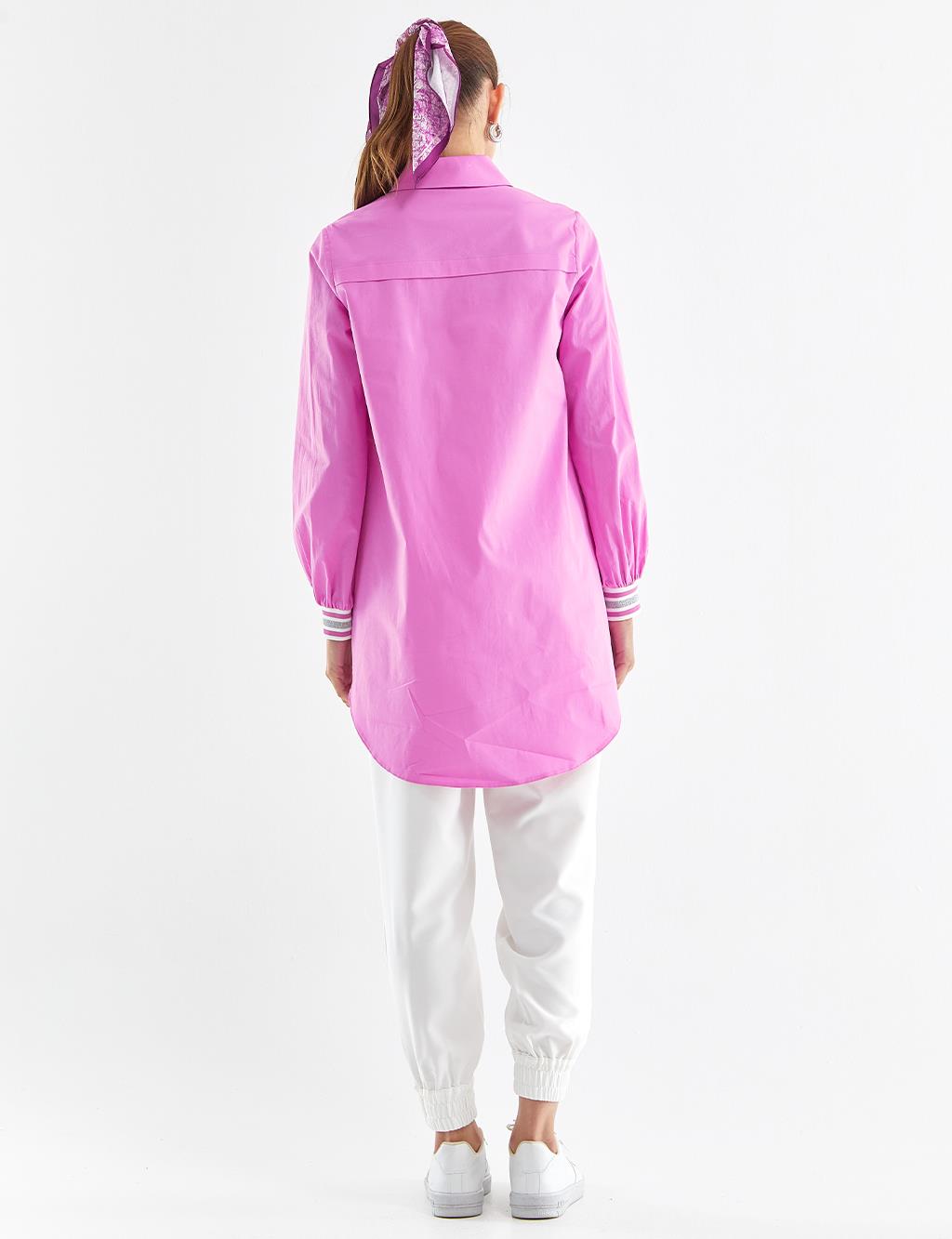 KYR Hidden Placket Ribbed Tunic Candy Pink
