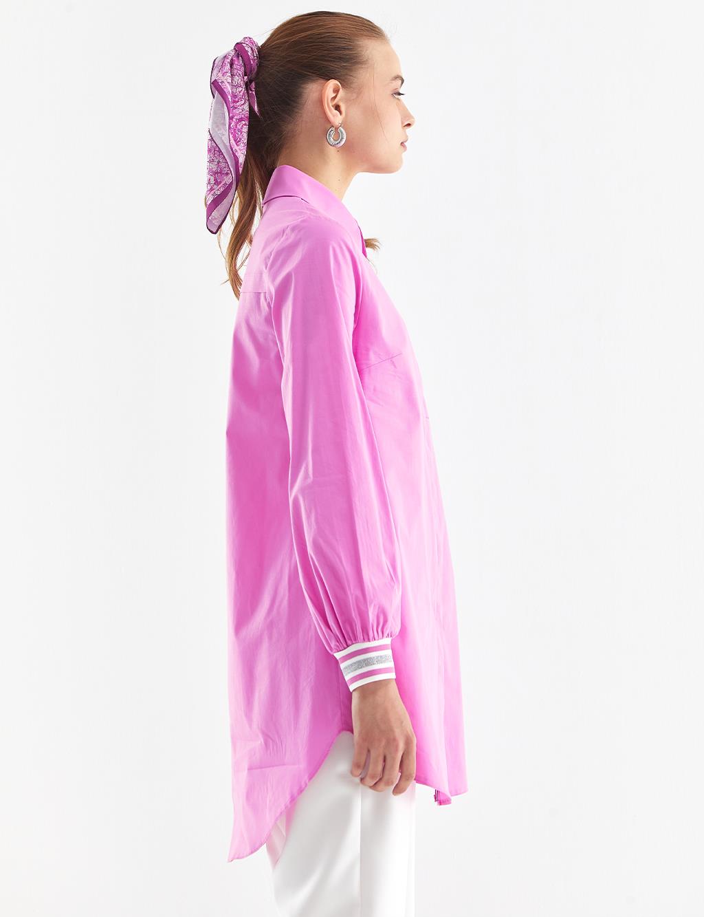 KYR Hidden Placket Ribbed Tunic Candy Pink