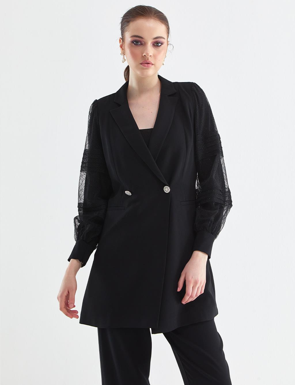 Tulle Coated Suit Black