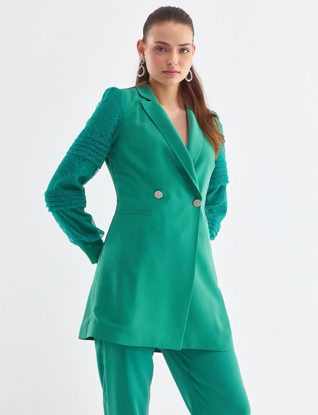 Tulle Coated Suit Lake Green