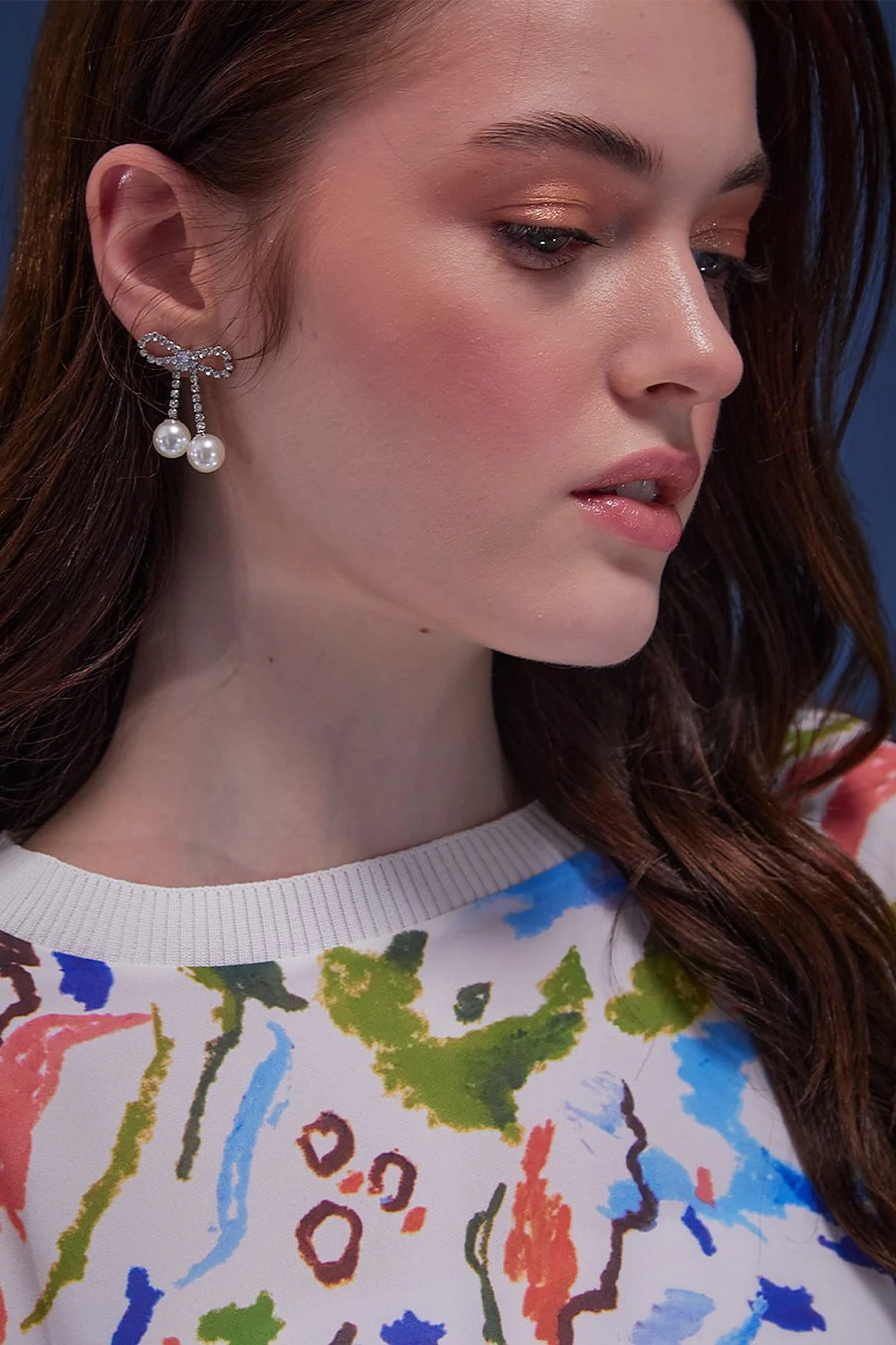 Pearl Bow Earrings Silver