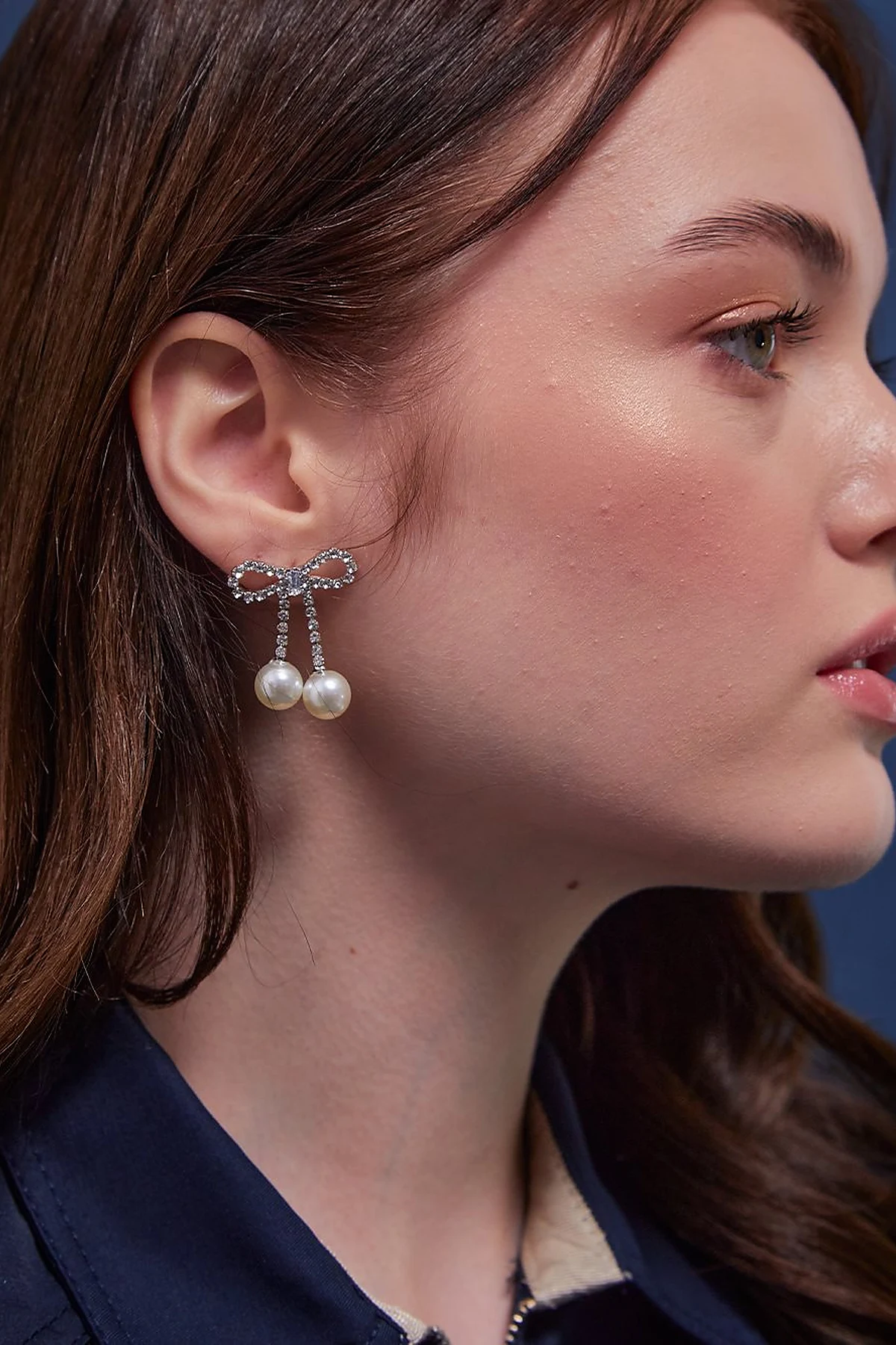 Pearl Bow Earrings Silver