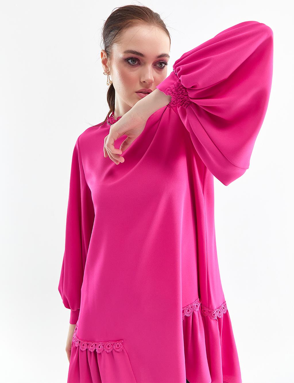 Stripe Lace Flowy Tunic Fuchsia