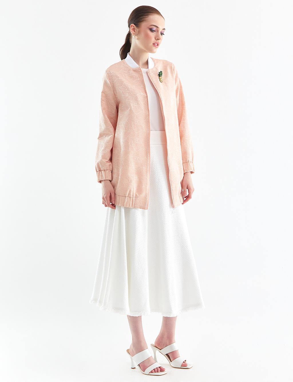 Brooch Bomber Jacket Peach