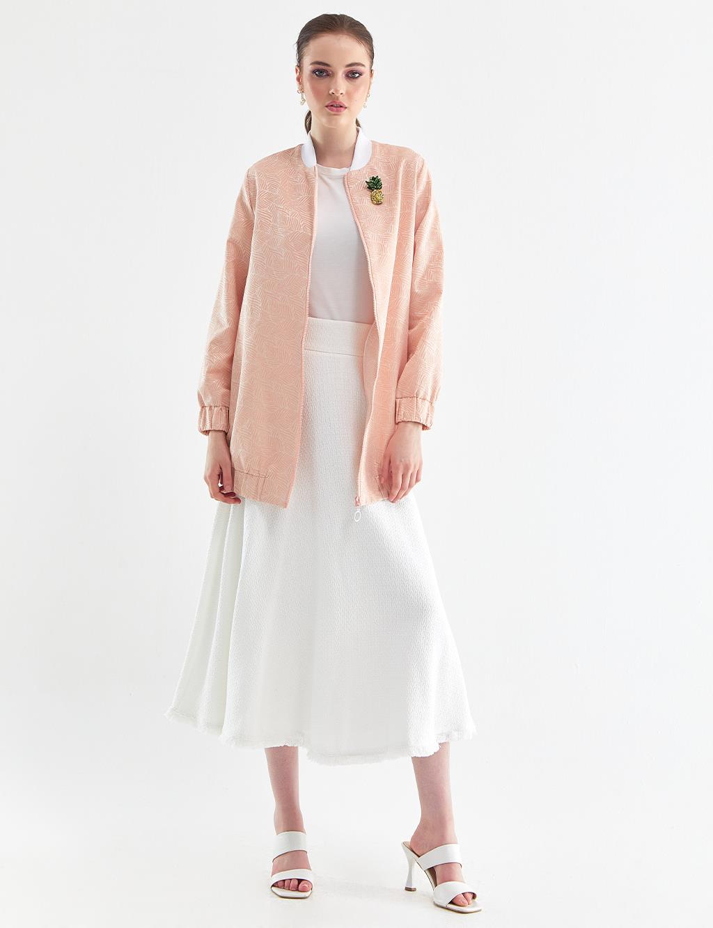 Brooch Bomber Jacket Peach