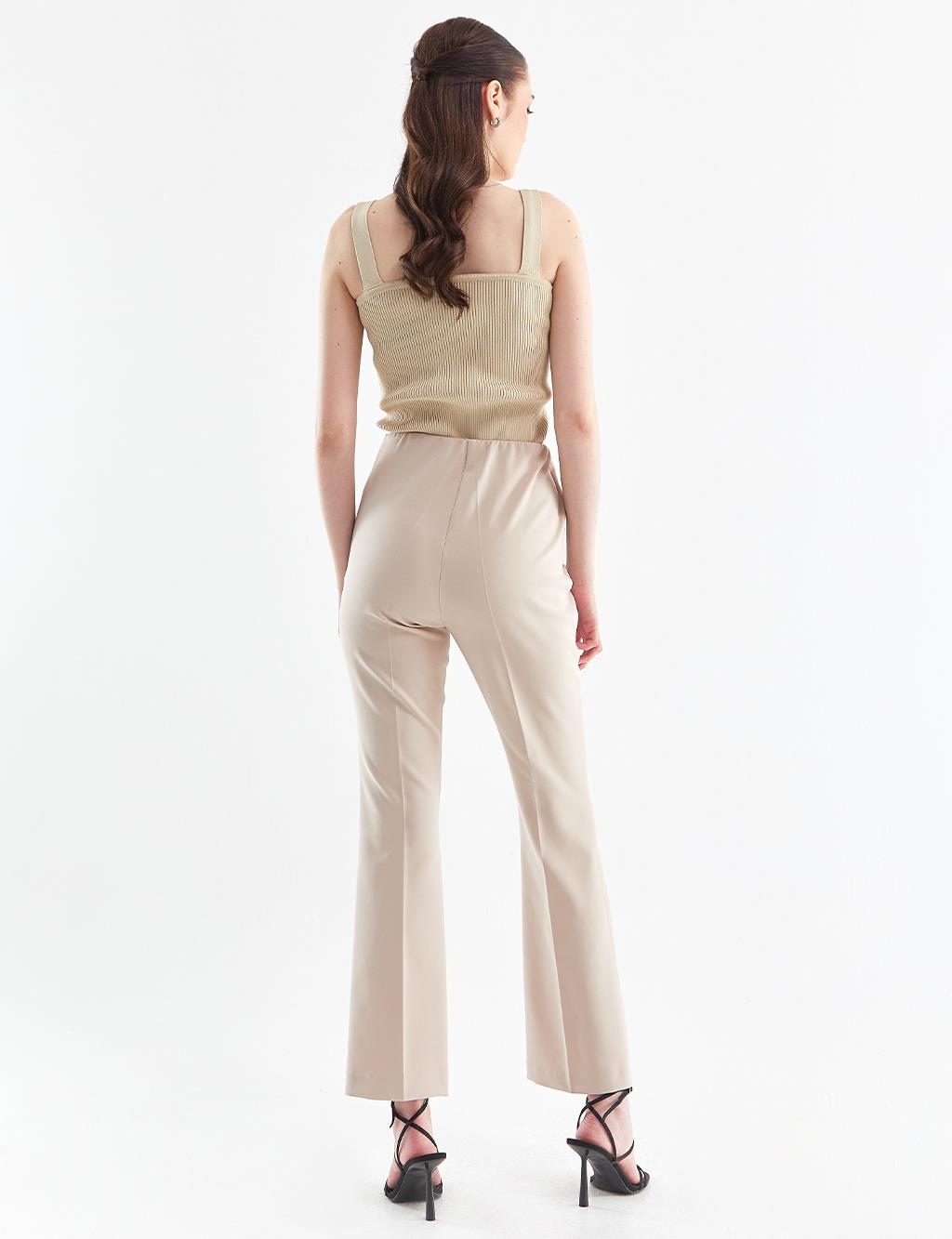 High Waist Wide Leg Pants Cream